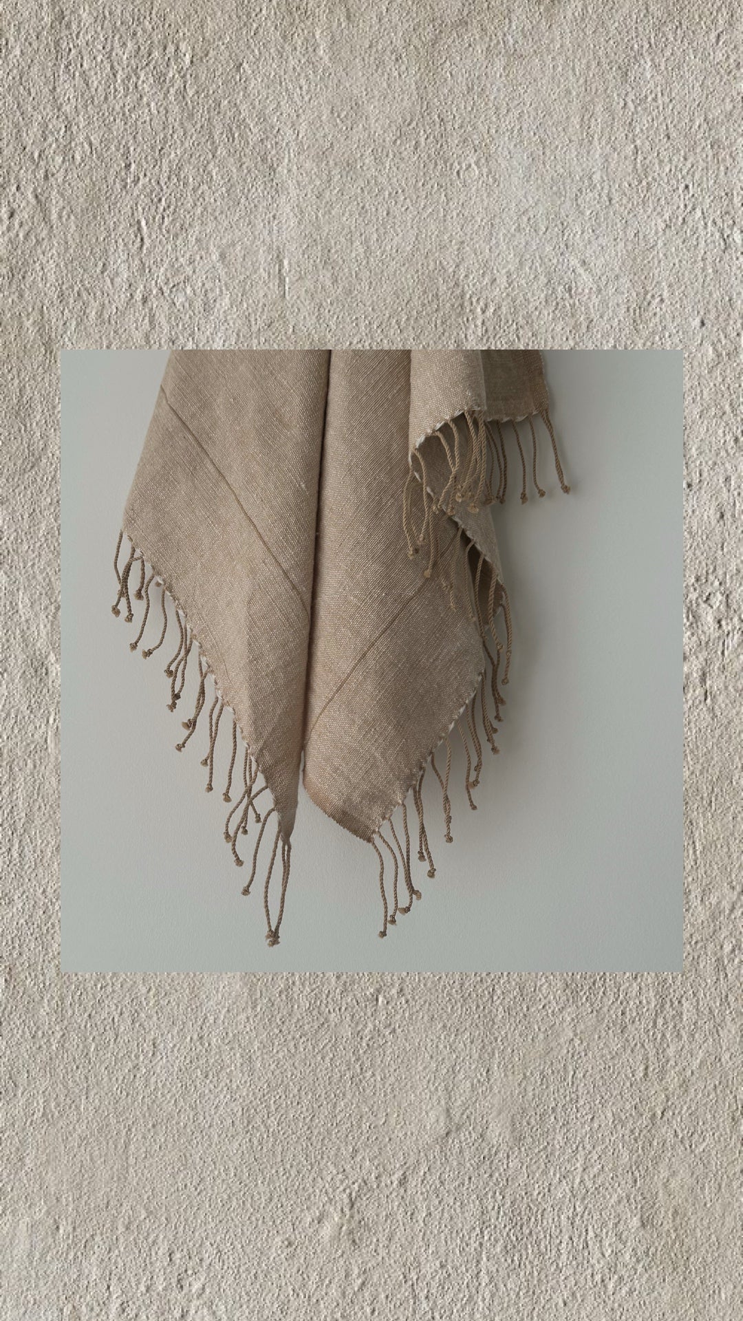Myrsky Towel. Beige with Brown Stripe - Hand Woven