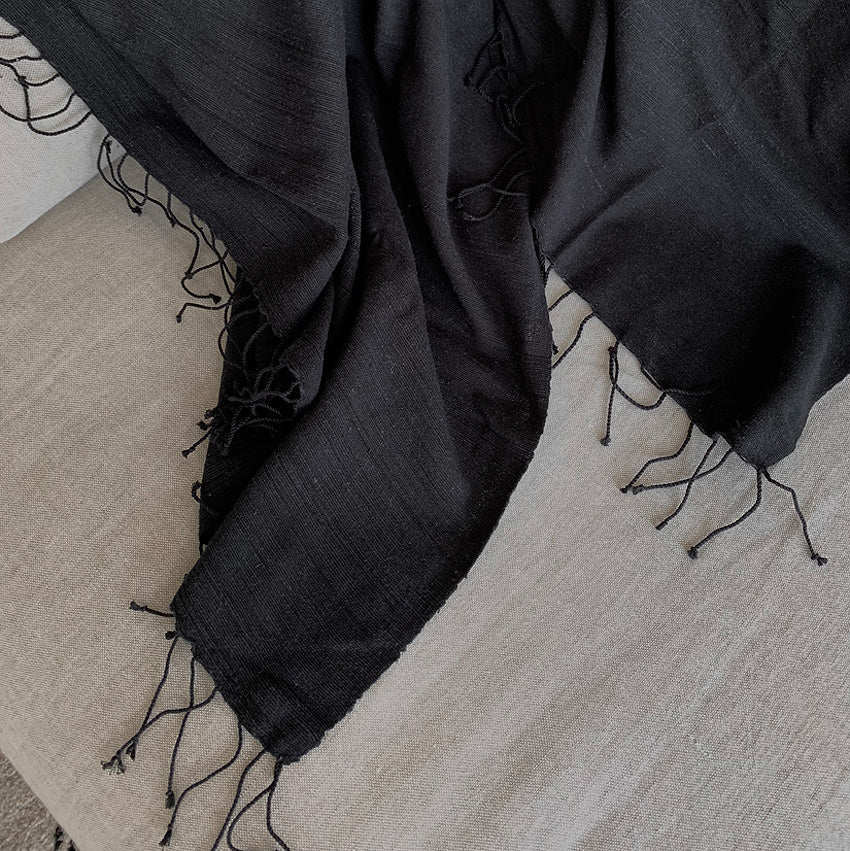 Musta Towel Collection | Pure Black - Hand Woven