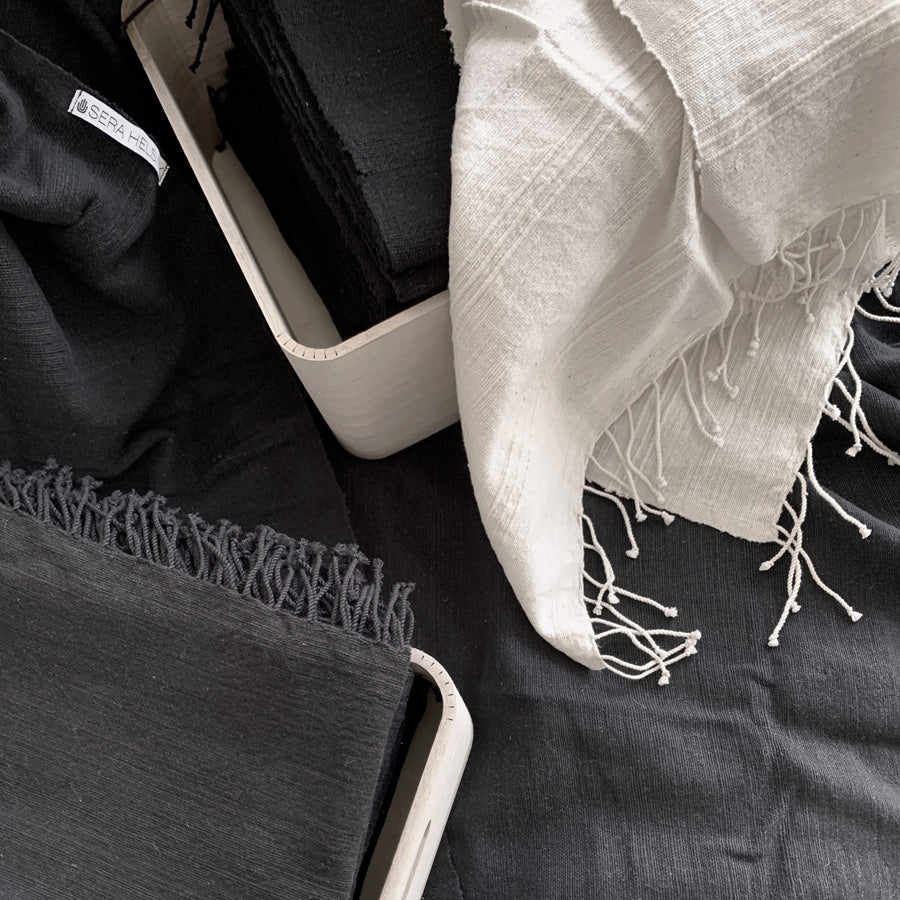 Musta Towel Collection | Pure Black - Hand Woven