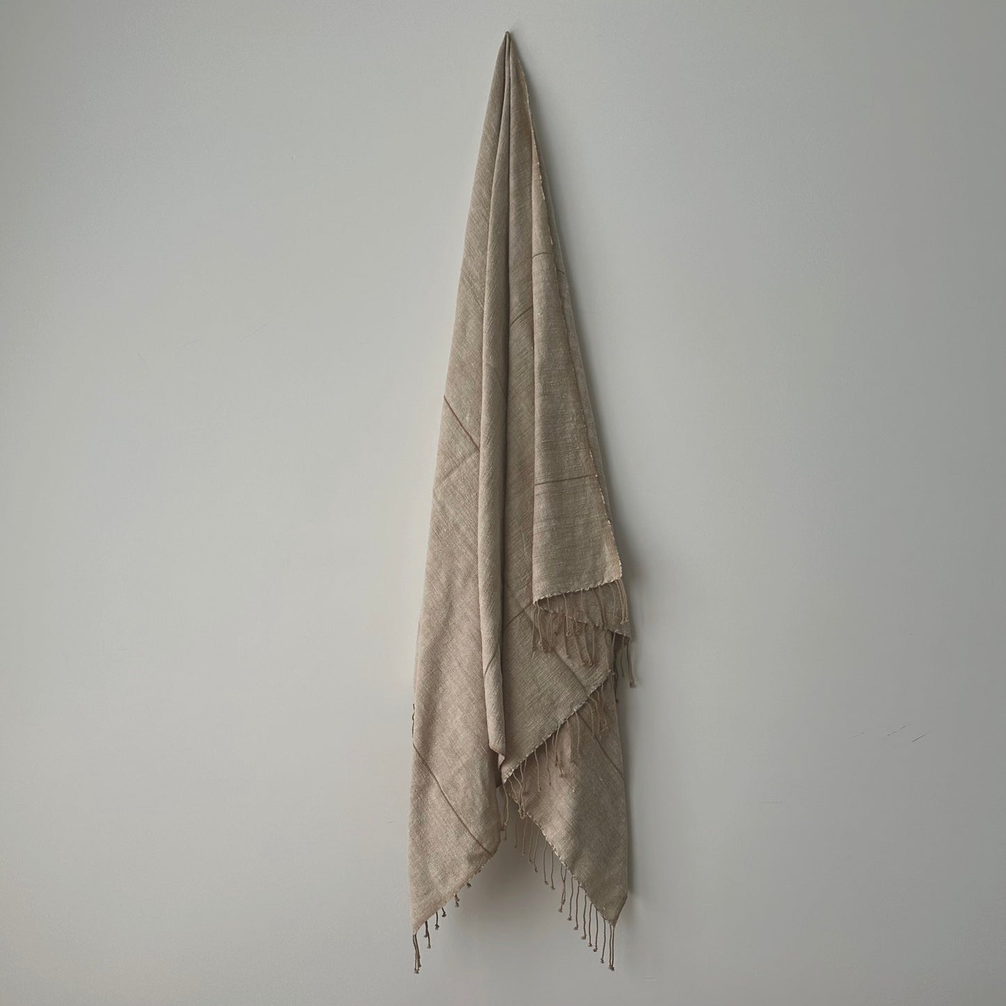 Myrsky Towel. Beige with Brown Stripe - Hand Woven
