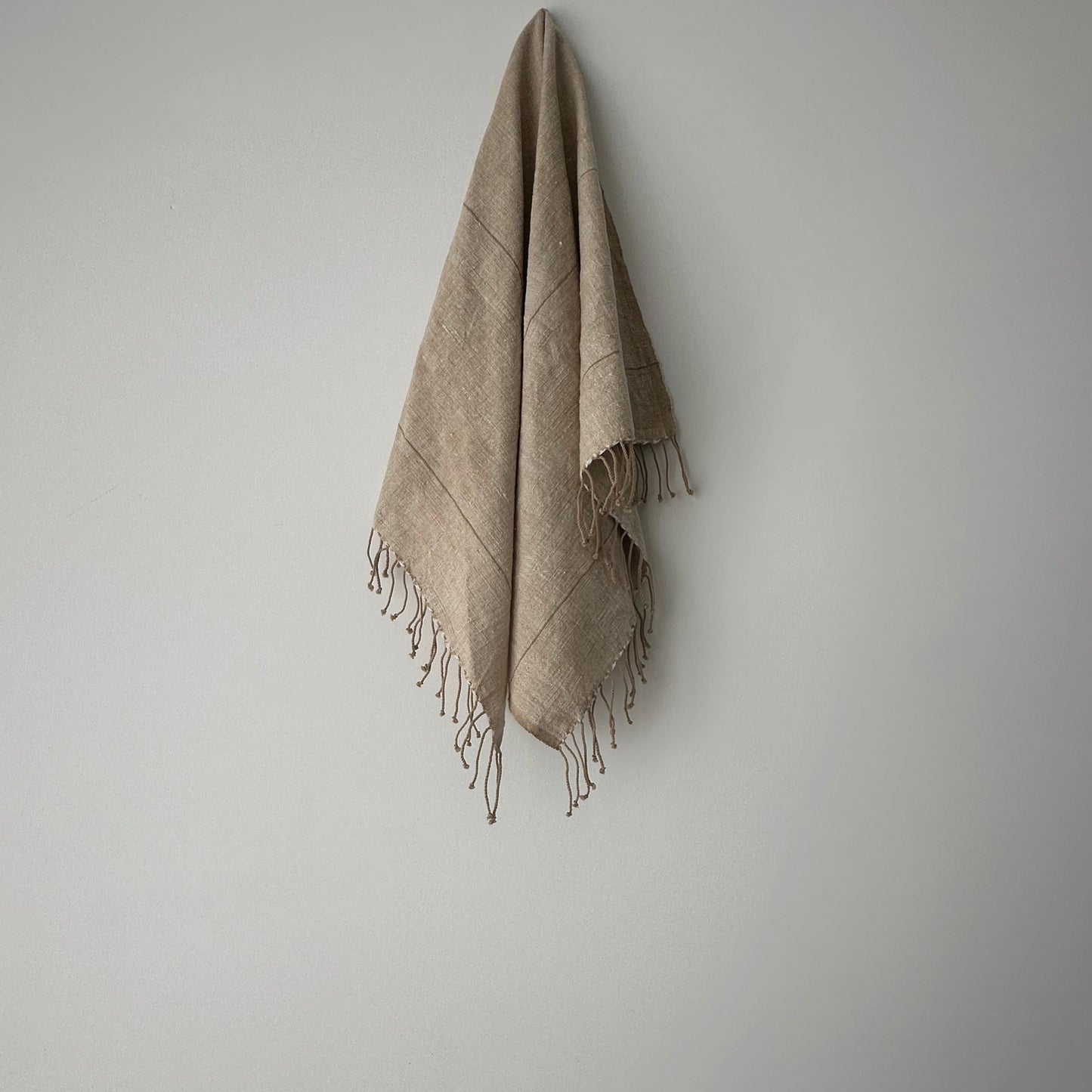 Myrsky Towel. Beige with Brown Stripe - Hand Woven